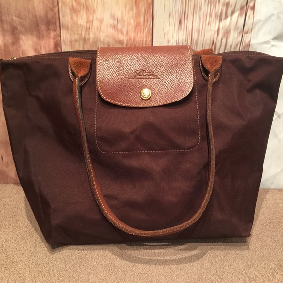 Longchamp Handbags - Longchamp Pliage Nylon Brown Shopping Tote Small